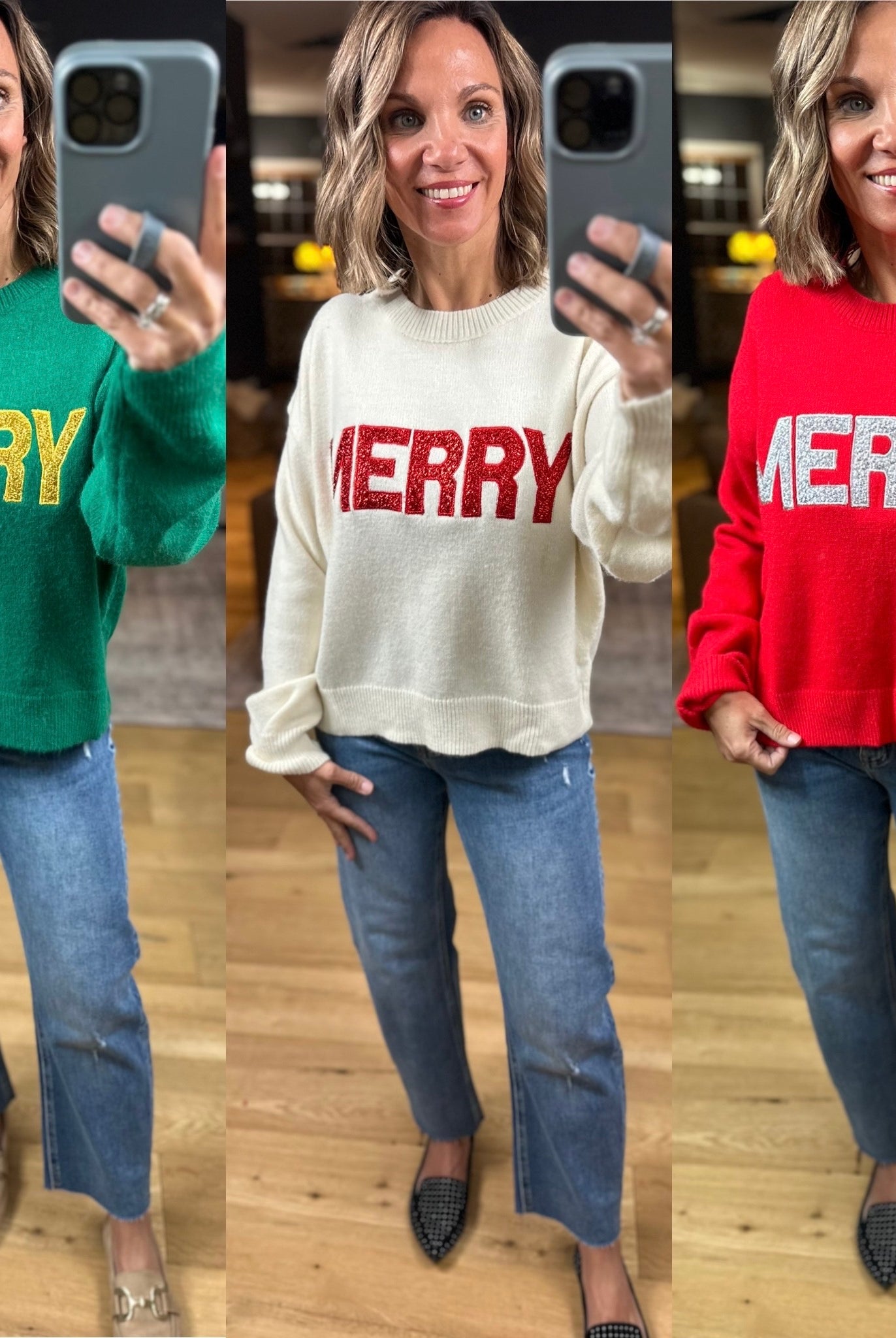 MERRY Crew Sweater-Sweaters-Wishlist-Anna Kaytes Boutique, Women's Fashion Boutique in Grinnell, Iowa