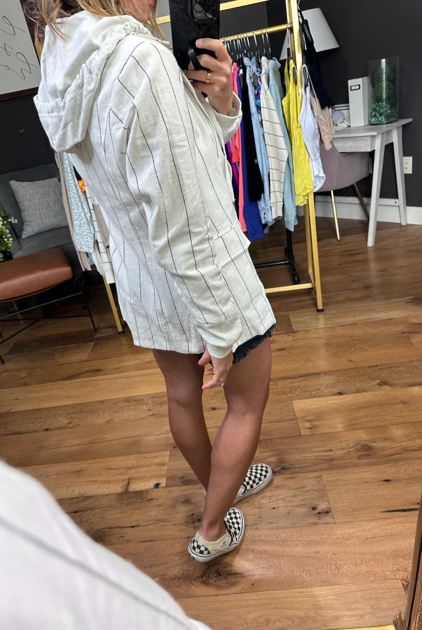 The Right Fit Linen Blend Hooded Blazer - Cream-Blazers-Fate FJ71051-Anna Kaytes Boutique, Women's Fashion Boutique in Grinnell, Iowa