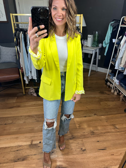 Best Kind Of Hero Lined Blazer - Lime Yellow-Skies Are Blue-Anna Kaytes Boutique, Women's Fashion Boutique in Grinnell, Iowa