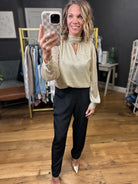 Sweetest Dreams Keyhole Long Sleeve Top - Gold-Skies Are Blue-Anna Kaytes Boutique, Women's Fashion Boutique in Grinnell, Iowa