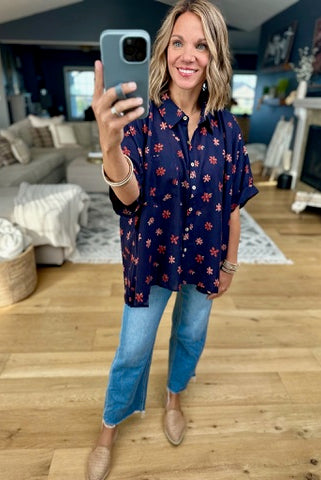 How Fall Feels Floral Oversized Button Down Top-Easel-Anna Kaytes Boutique, Women's Fashion Boutique in Grinnell, Iowa