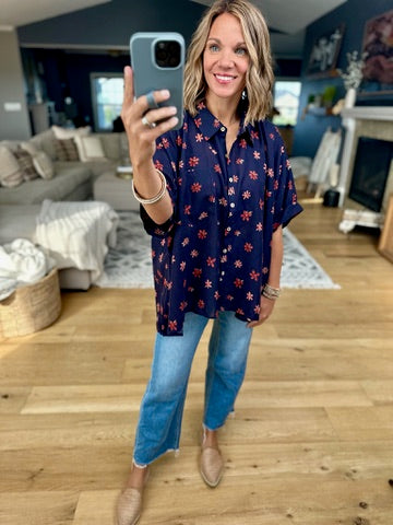 How Fall Feels Floral Oversized Button Down Top-Easel-Anna Kaytes Boutique, Women's Fashion Boutique in Grinnell, Iowa
