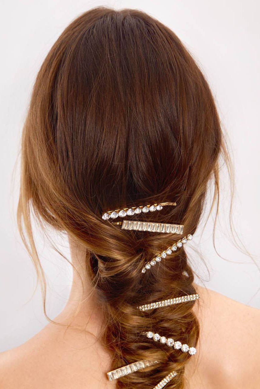 Metal Rhinestone Assorted Bobby Pins 4pc Set - Gold-KITSCH-Anna Kaytes Boutique, Women's Fashion Boutique in Grinnell, Iowa