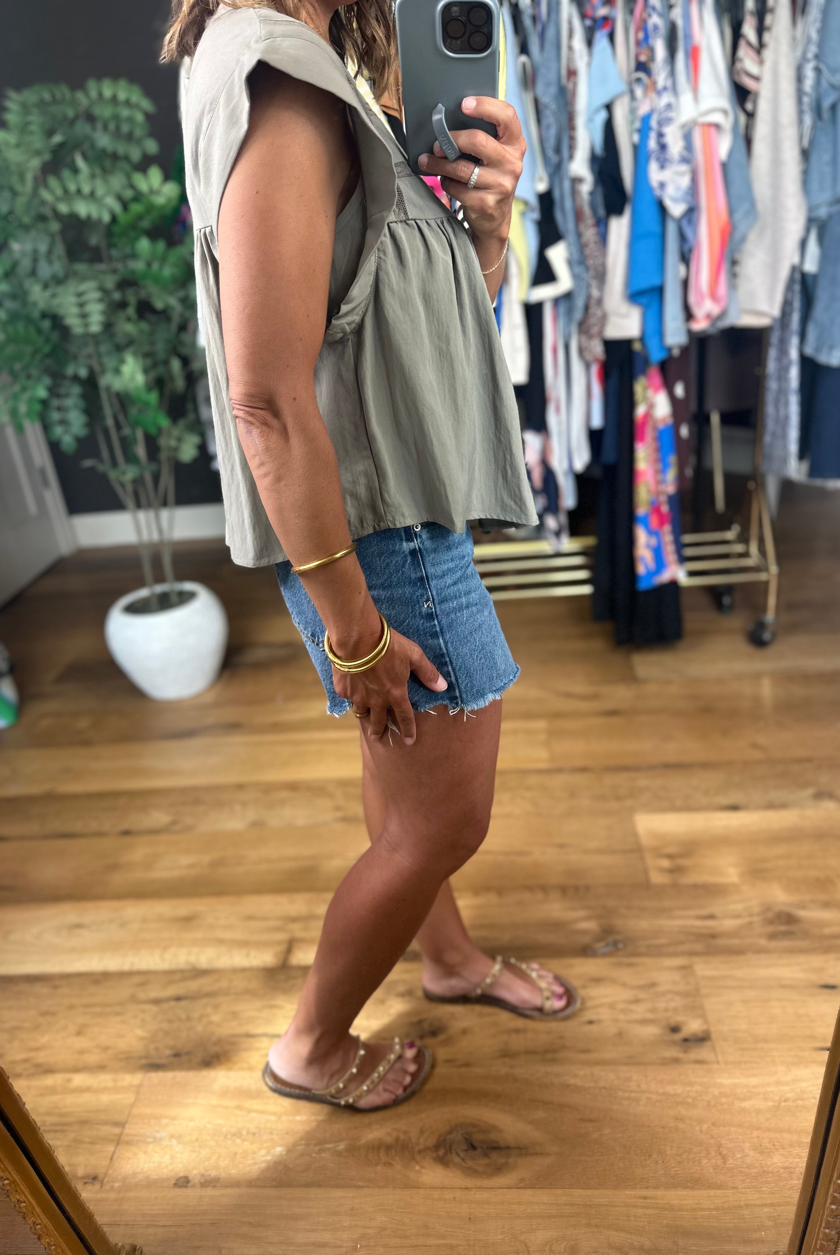 Keep The Peace Eyelet Detail Top-Short Sleeves-She & Sky-Anna Kaytes Boutique, Women's Fashion Boutique in Grinnell, Iowa