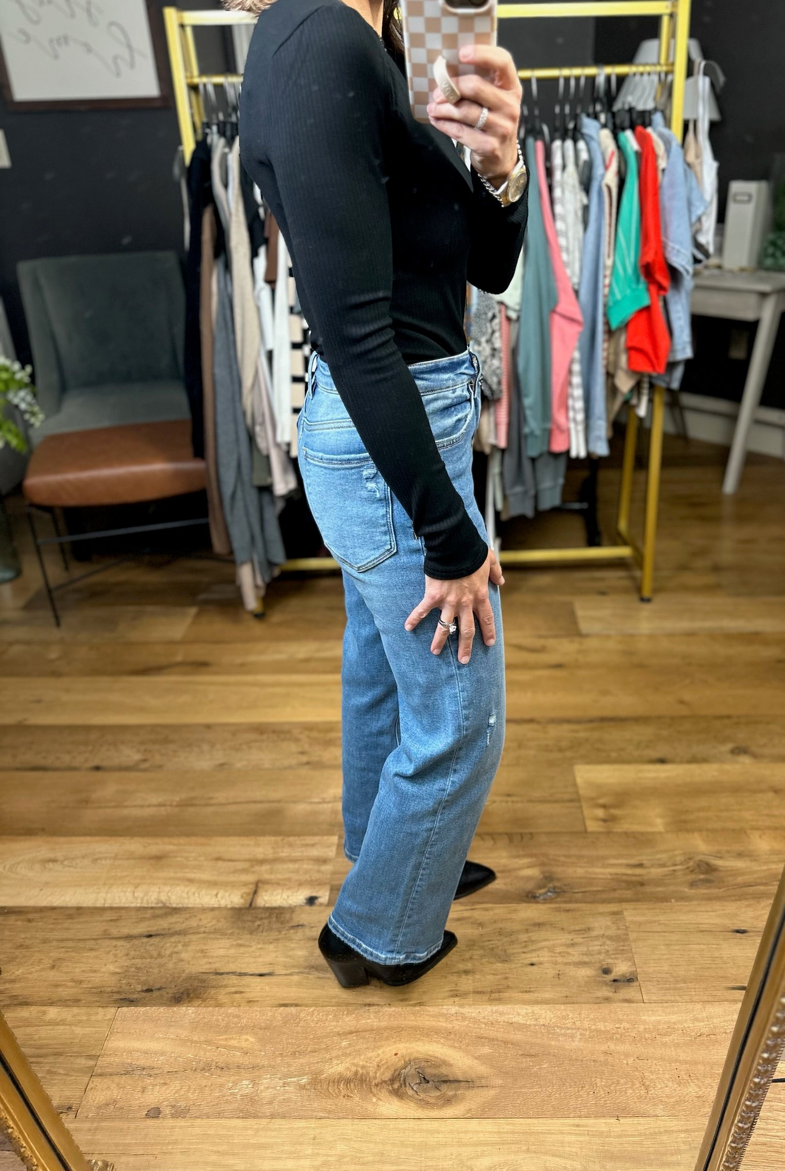 The Miley High Rise Ankle Slim Wide Leg Denim-Vervet-Anna Kaytes Boutique, Women's Fashion Boutique in Grinnell, Iowa