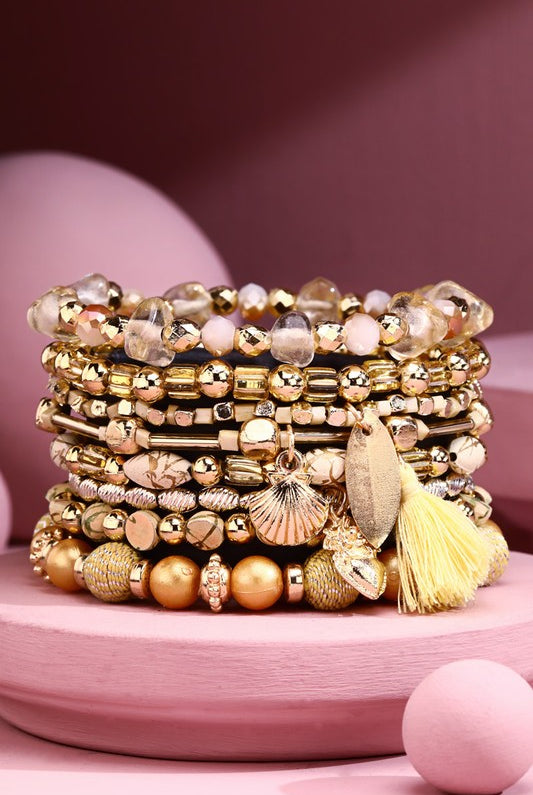 Bohemian Beach Stretch Bracelet Set- Ivory-Bracelets-Anna Kaytes Boutique-Anna Kaytes Boutique, Women's Fashion Boutique in Grinnell, Iowa