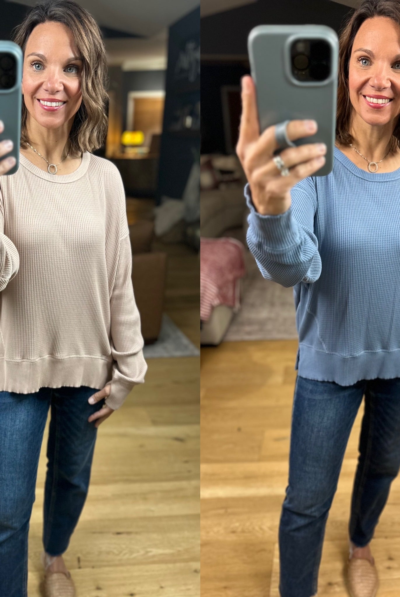 My Theory Waffle Long Sleeve Top-Long Sleeves-By Together-Anna Kaytes Boutique, Women's Fashion Boutique in Grinnell, Iowa