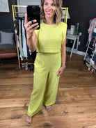 Rebuild Together Wide-Leg Pant With Crop Top - Lime-Two piece set-Very J VE60048top VE60048BOT-Anna Kaytes Boutique, Women's Fashion Boutique in Grinnell, Iowa