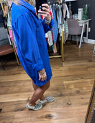 Broadway Babe Utility Button Romper - Blue-Rompers-Bucketlist IR5315-Anna Kaytes Boutique, Women's Fashion Boutique in Grinnell, Iowa