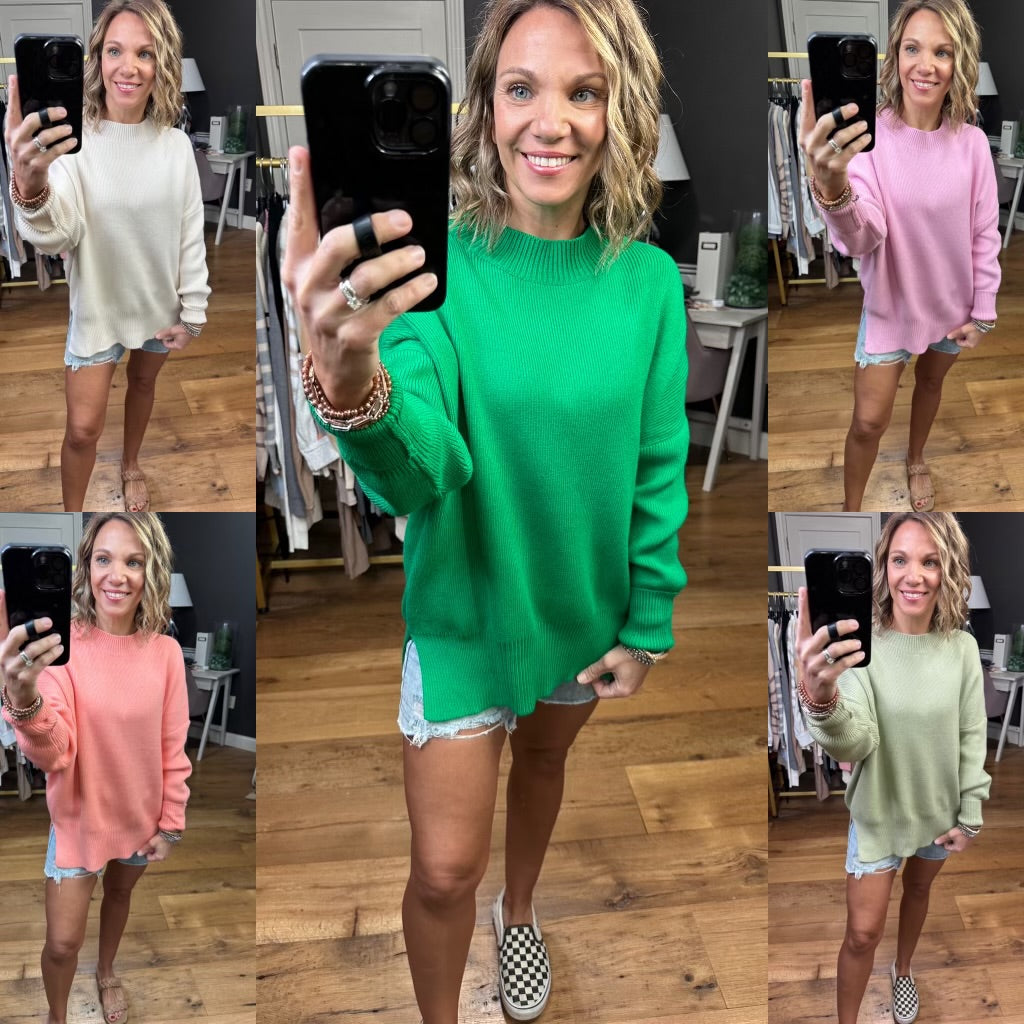 Quick Decision Ribbed Sweater With Side-Slit Detail - Multiple Options-Sweaters-Miracle F135-Anna Kaytes Boutique, Women's Fashion Boutique in Grinnell, Iowa