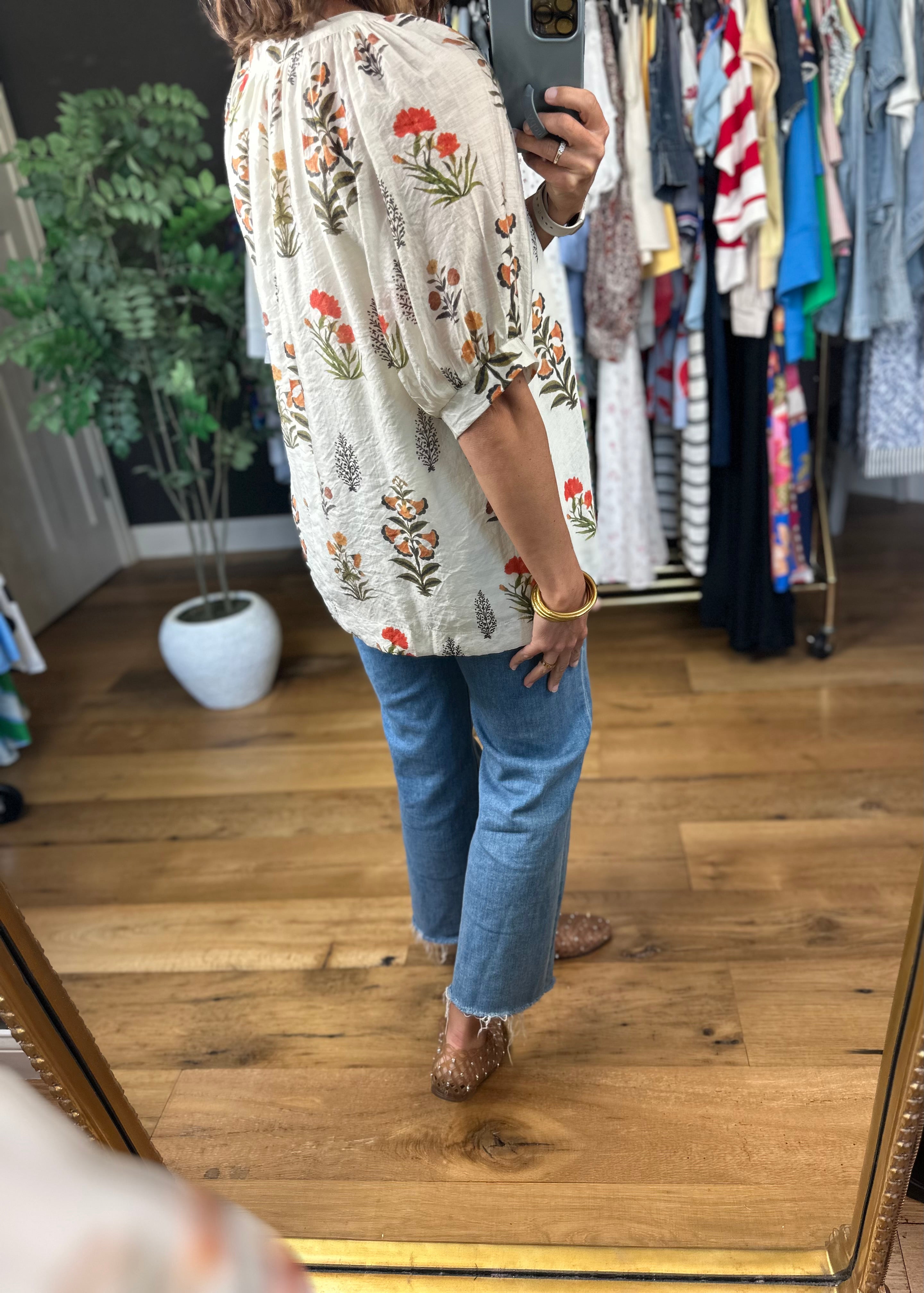 Petal & Grace Floral Top-Short Sleeves-Umgee-Anna Kaytes Boutique, Women's Fashion Boutique in Grinnell, Iowa