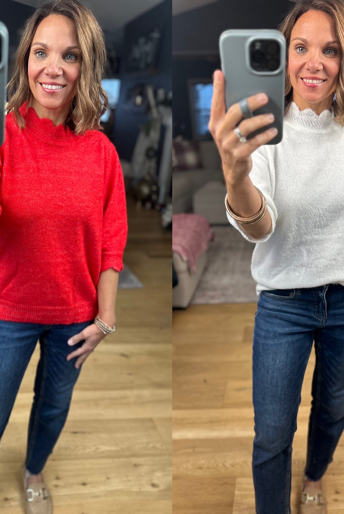 Close To Heaven Scalloped Knit Top-Sweaters-Vine & Love-Anna Kaytes Boutique, Women's Fashion Boutique in Grinnell, Iowa