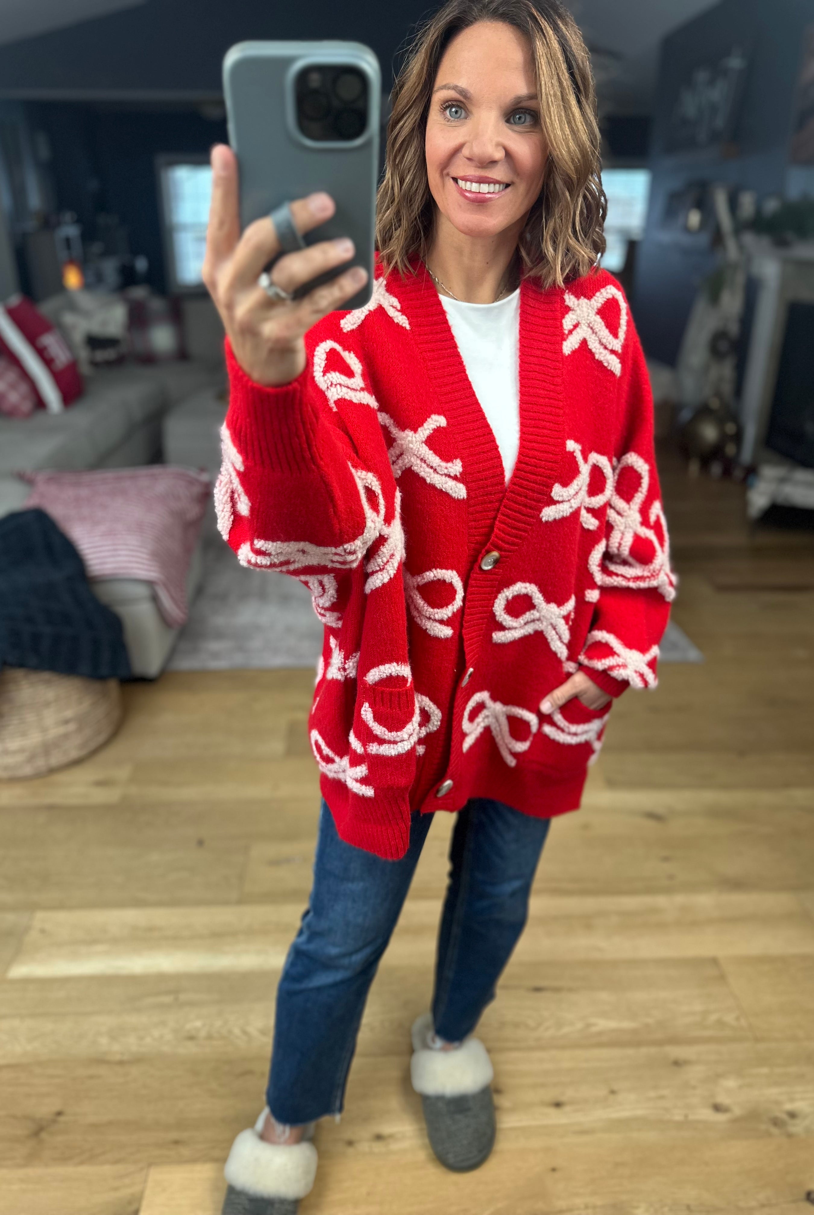 Tied With Love Bow-Detail Cardigan-Sweaters-Bucketlist-Anna Kaytes Boutique, Women's Fashion Boutique in Grinnell, Iowa