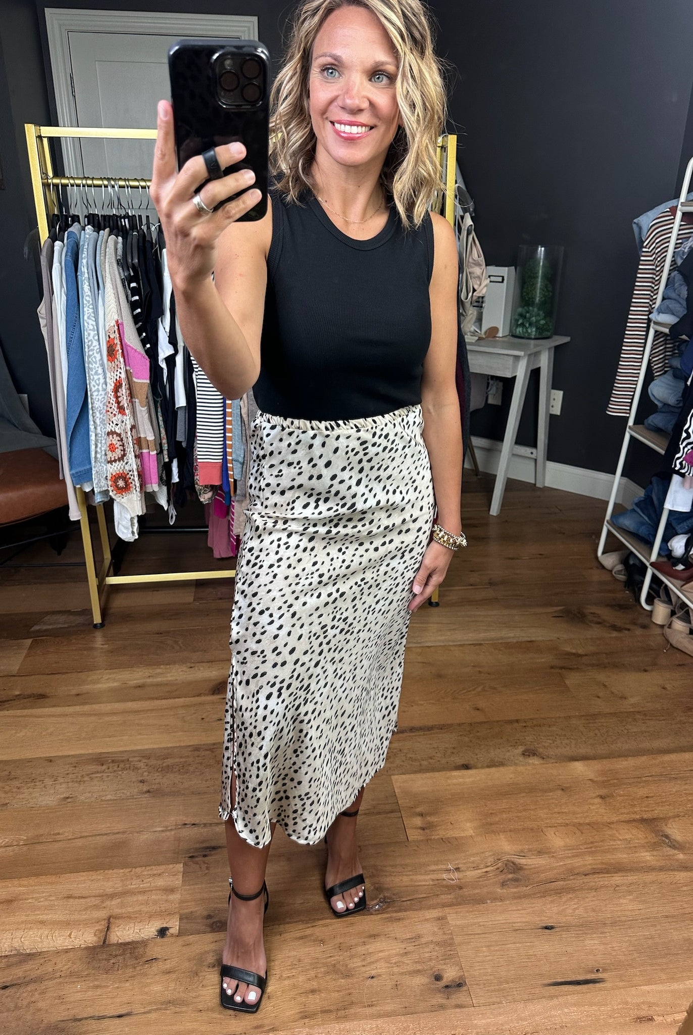 Modern Elegance Animal Print Skirt - Taupe/Black-Bucketlist-Anna Kaytes Boutique, Women's Fashion Boutique in Grinnell, Iowa