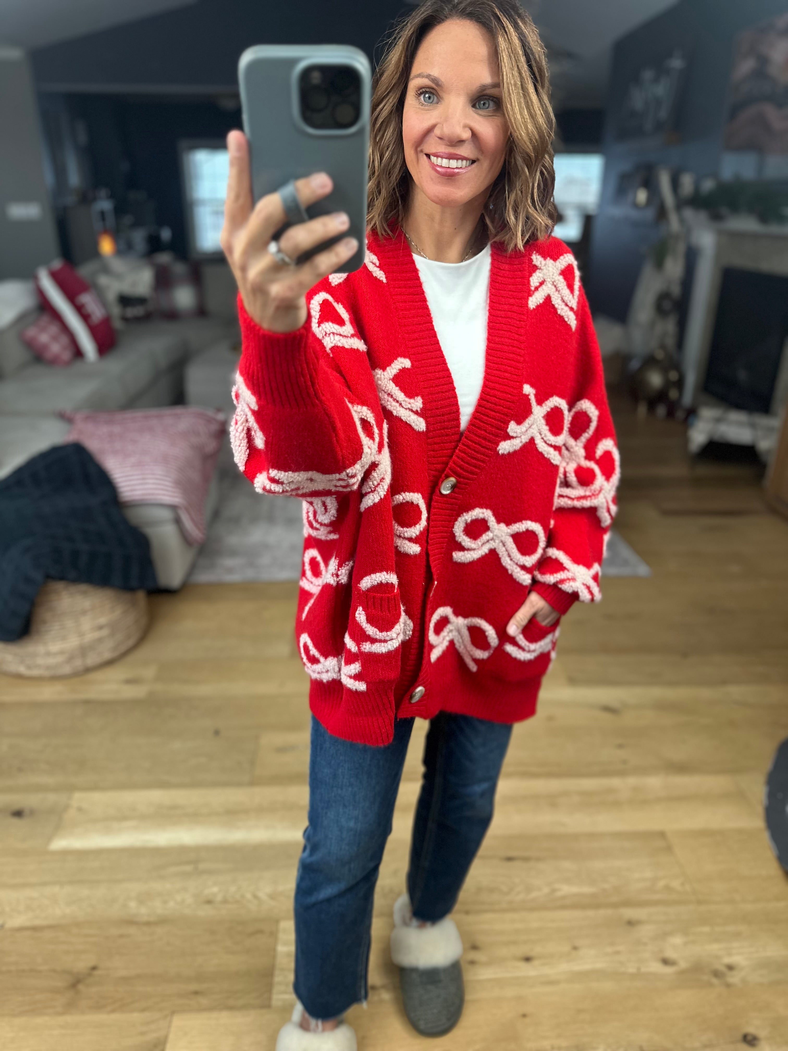 Tied With Love Bow-Detail Cardigan-Sweaters-Bucketlist-Anna Kaytes Boutique, Women's Fashion Boutique in Grinnell, Iowa