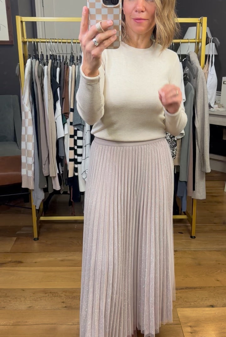 Under The Lights Lurex Maxi Skirt - Blush-Skies Are Blue-Anna Kaytes Boutique, Women's Fashion Boutique in Grinnell, Iowa