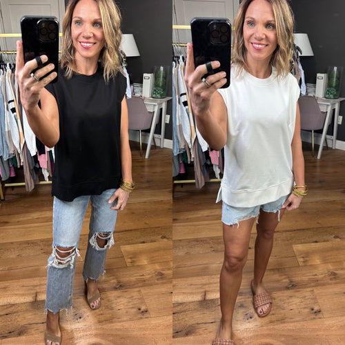 Call It Quits Cap Sleeve Crew Top - Multiple Options-Entro T22295-Anna Kaytes Boutique, Women's Fashion Boutique in Grinnell, Iowa
