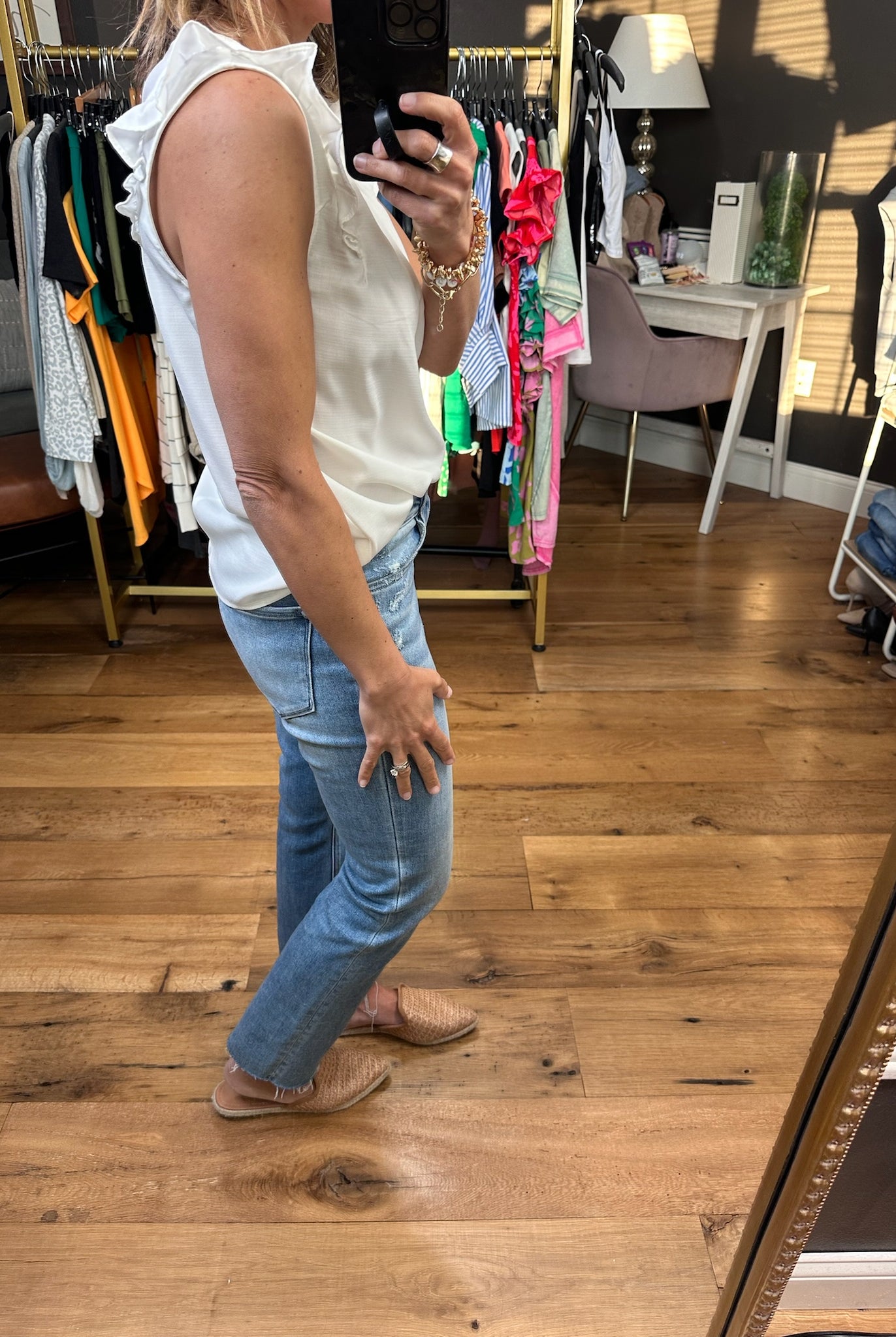 That Girl Flutter Sleeve Top - Ivory-Short Sleeves-Staccato 18725D-Anna Kaytes Boutique, Women's Fashion Boutique in Grinnell, Iowa