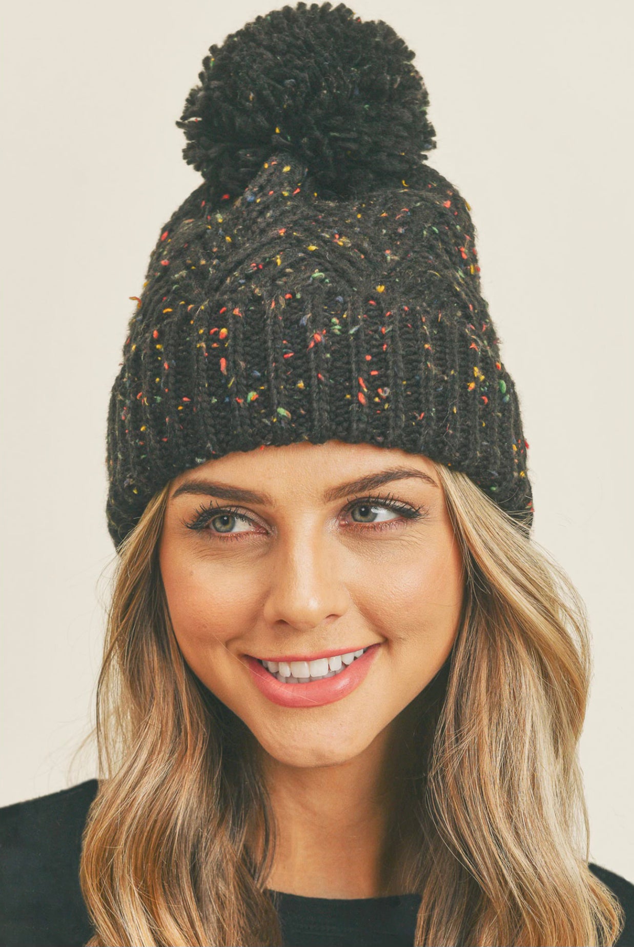 Speckled Knit Pom Pom Beanie- Multiple Options-Beanies-Joia MH-0078-Anna Kaytes Boutique, Women's Fashion Boutique in Grinnell, Iowa