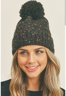 Speckled Knit Pom Pom Beanie- Multiple Options-Beanies-Joia MH-0078-Anna Kaytes Boutique, Women's Fashion Boutique in Grinnell, Iowa