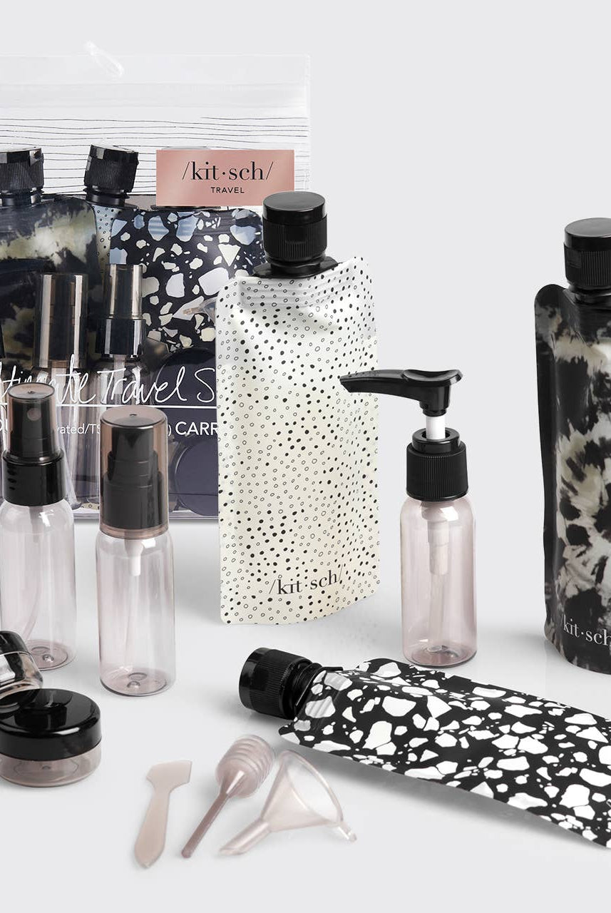 Refillable Ultimate Travel 11pc Set - Black & Ivory-KITSCH-Anna Kaytes Boutique, Women's Fashion Boutique in Grinnell, Iowa