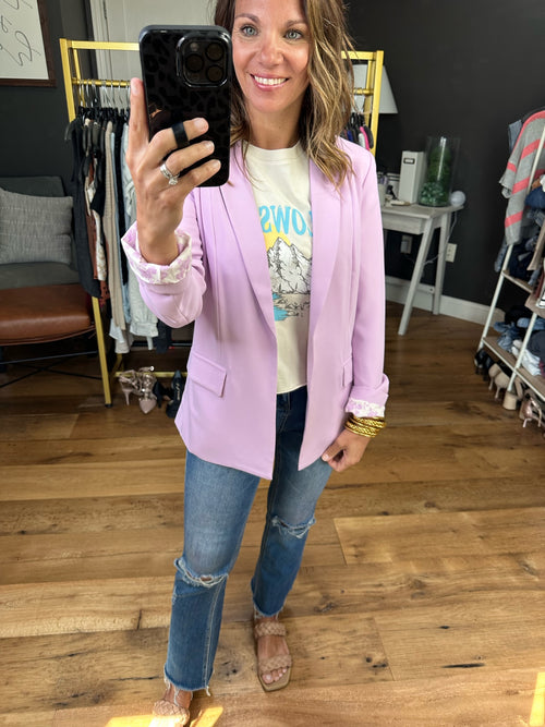 Best Kind Of Hero Lined Blazer - Lavender-Skies Are Blue-Anna Kaytes Boutique, Women's Fashion Boutique in Grinnell, Iowa