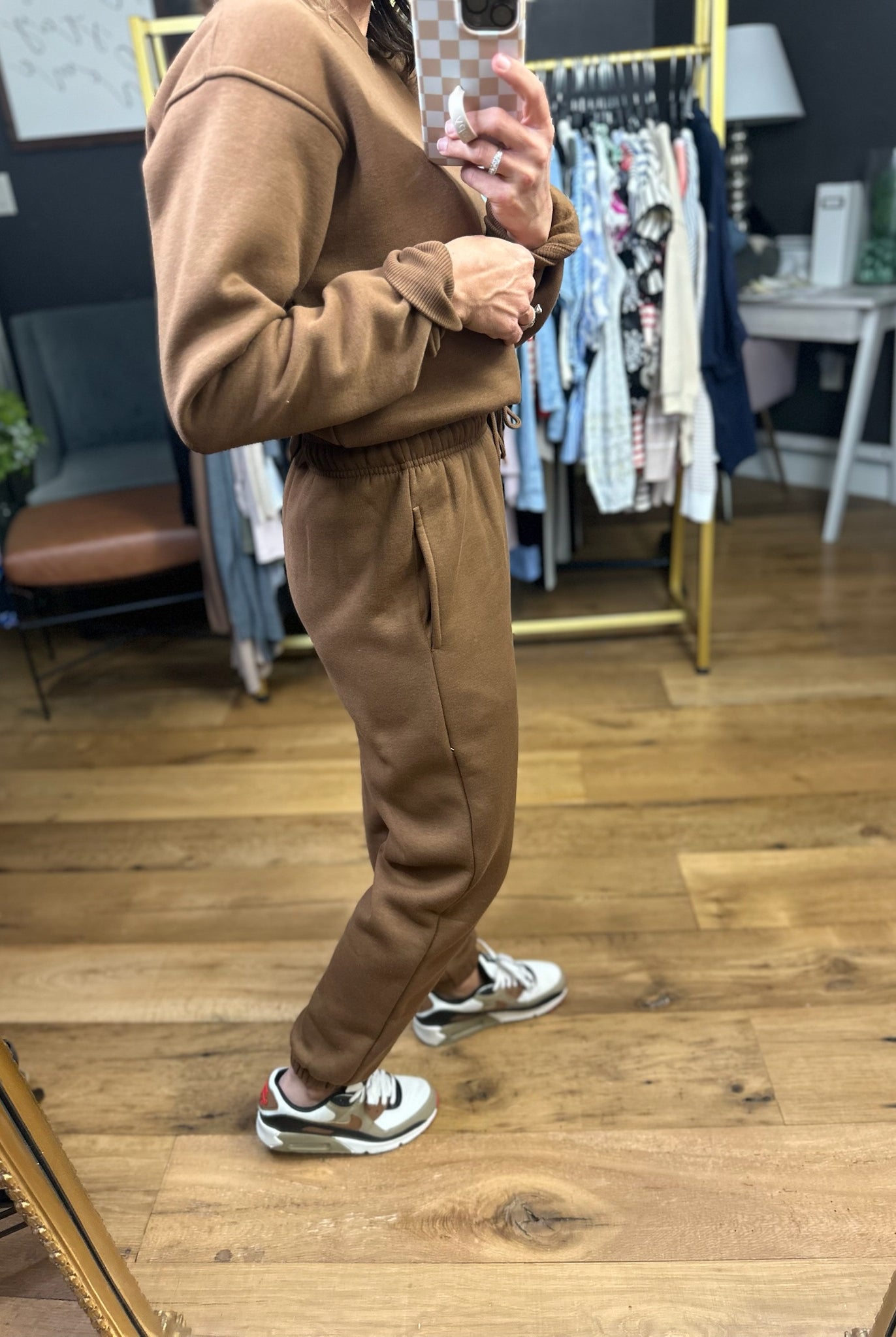 A Good Look Cropped Crew + Jogger Sweatpant Set - Cocoa Dust-Mono B-Anna Kaytes Boutique, Women's Fashion Boutique in Grinnell, Iowa