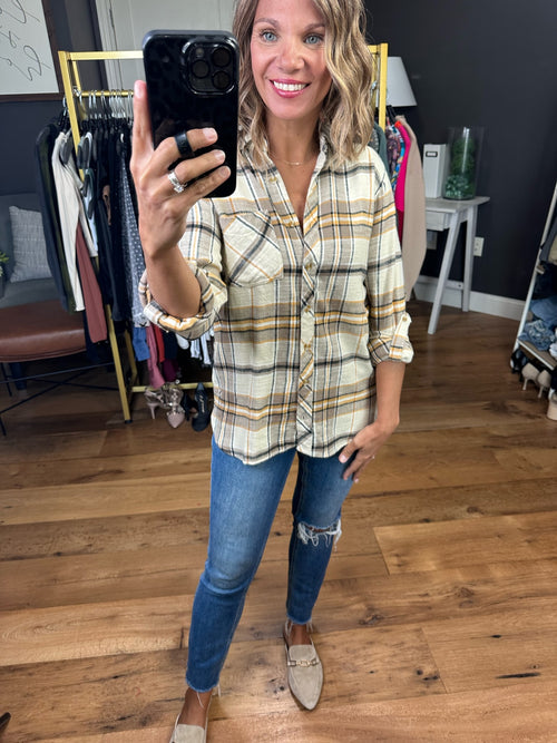 Right Directions Plaid Button-Down Top - Navy-Thread & Supply T2893CSLTS-Anna Kaytes Boutique, Women's Fashion Boutique in Grinnell, Iowa