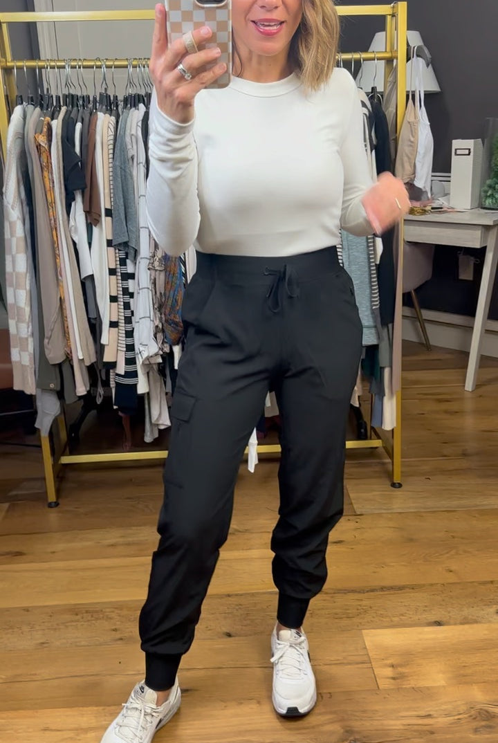 Move Mountains High-Waisted Jogger - Black-Mono B-Anna Kaytes Boutique, Women's Fashion Boutique in Grinnell, Iowa