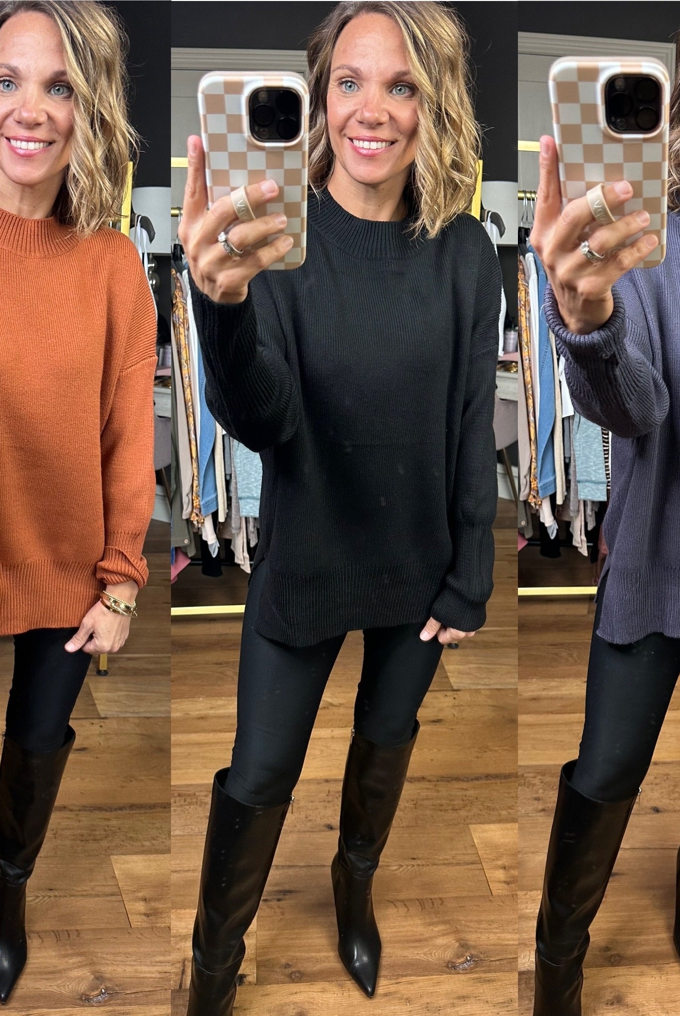 Quick Decision Ribbed Sweater With Side-Slit Detail - Multiple Options-Sweaters-Miracle-Anna Kaytes Boutique, Women's Fashion Boutique in Grinnell, Iowa
