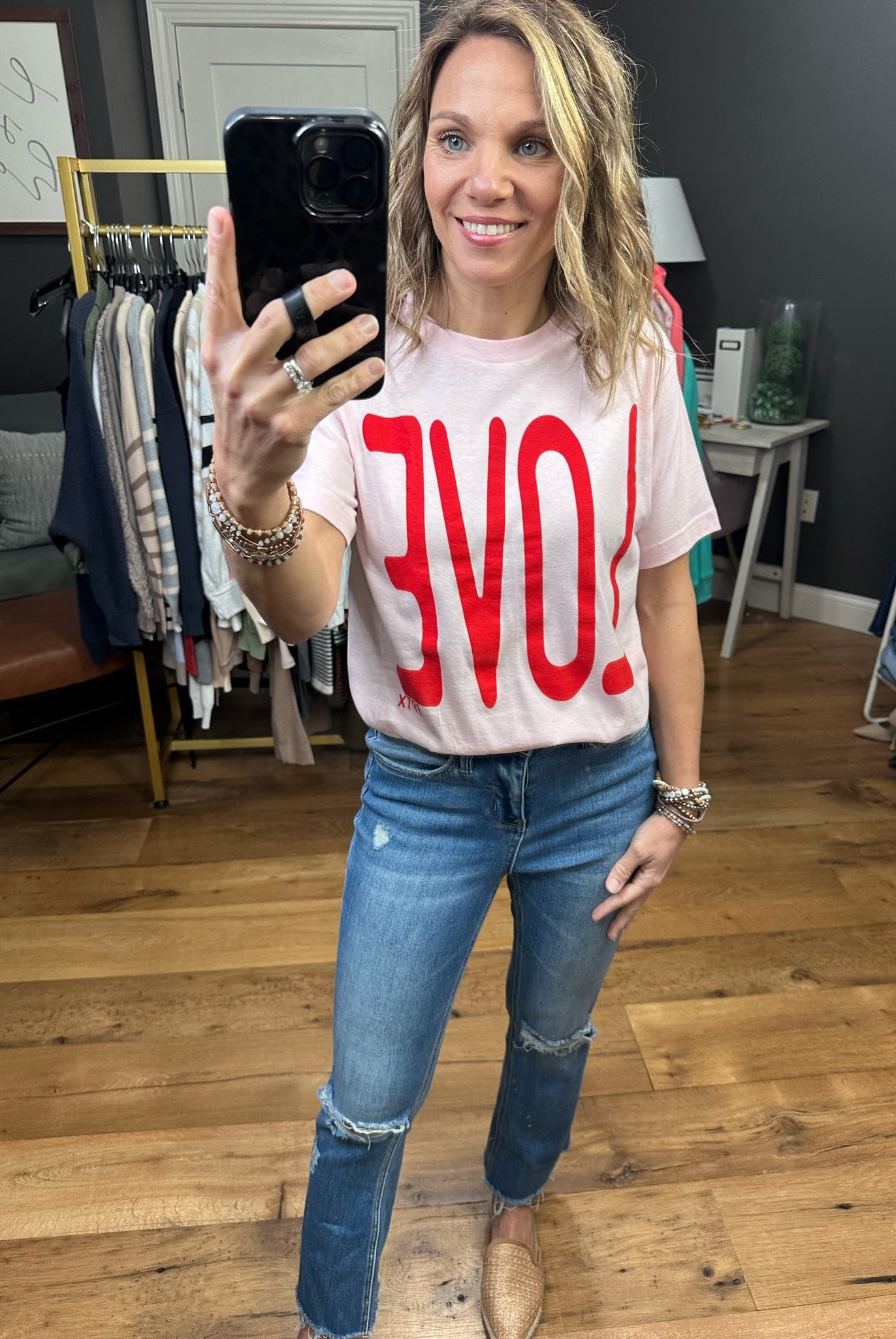 LOVE You More Graphic Tee - Pale Pink/Red-Graphic Tees-Prickly Pear Texas-Anna Kaytes Boutique, Women's Fashion Boutique in Grinnell, Iowa