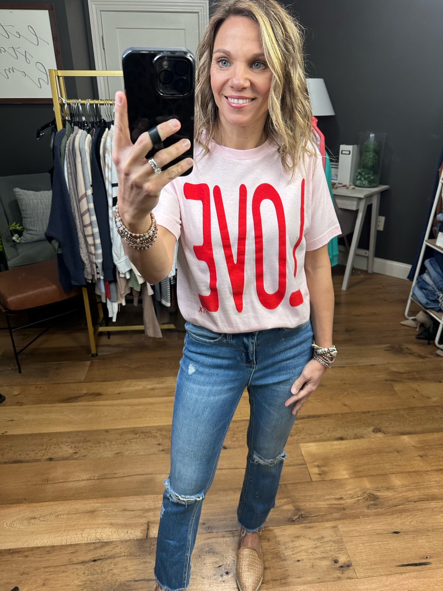 LOVE You More Graphic Tee - Pale Pink/Red-Graphic Tees-Prickly Pear Texas-Anna Kaytes Boutique, Women's Fashion Boutique in Grinnell, Iowa