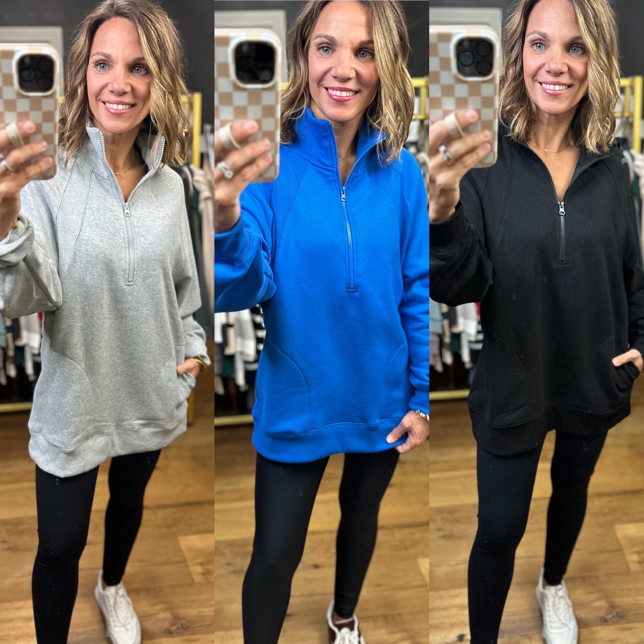 Key To My Heart Zip Pullover - Multiple Options-Very J-Anna Kaytes Boutique, Women's Fashion Boutique in Grinnell, Iowa