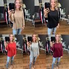 In Good Time Textured Longsleeve Top With Side-Slit Detail - Mutliple Options-Long Sleeves-Staccato 16740E-Anna Kaytes Boutique, Women's Fashion Boutique in Grinnell, Iowa
