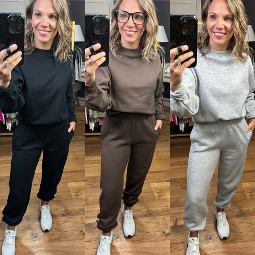 The Maddie Cropped Crew + Jogger Set - Multiple Options