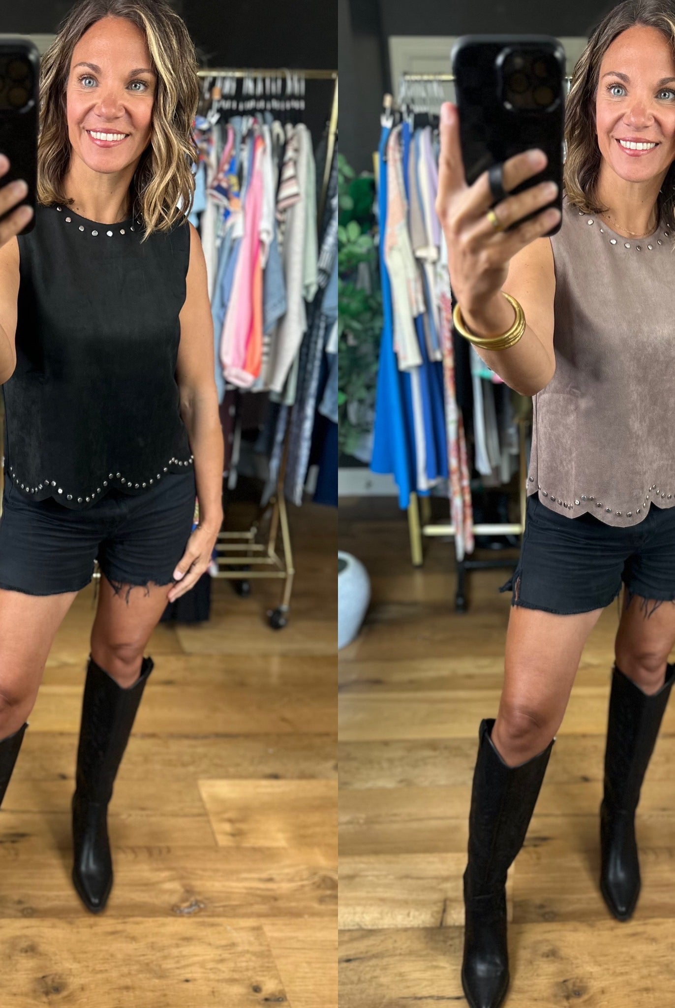 Just Getting Started Studded Top-Sleeveless-She & Sky-Anna Kaytes Boutique, Women's Fashion Boutique in Grinnell, Iowa