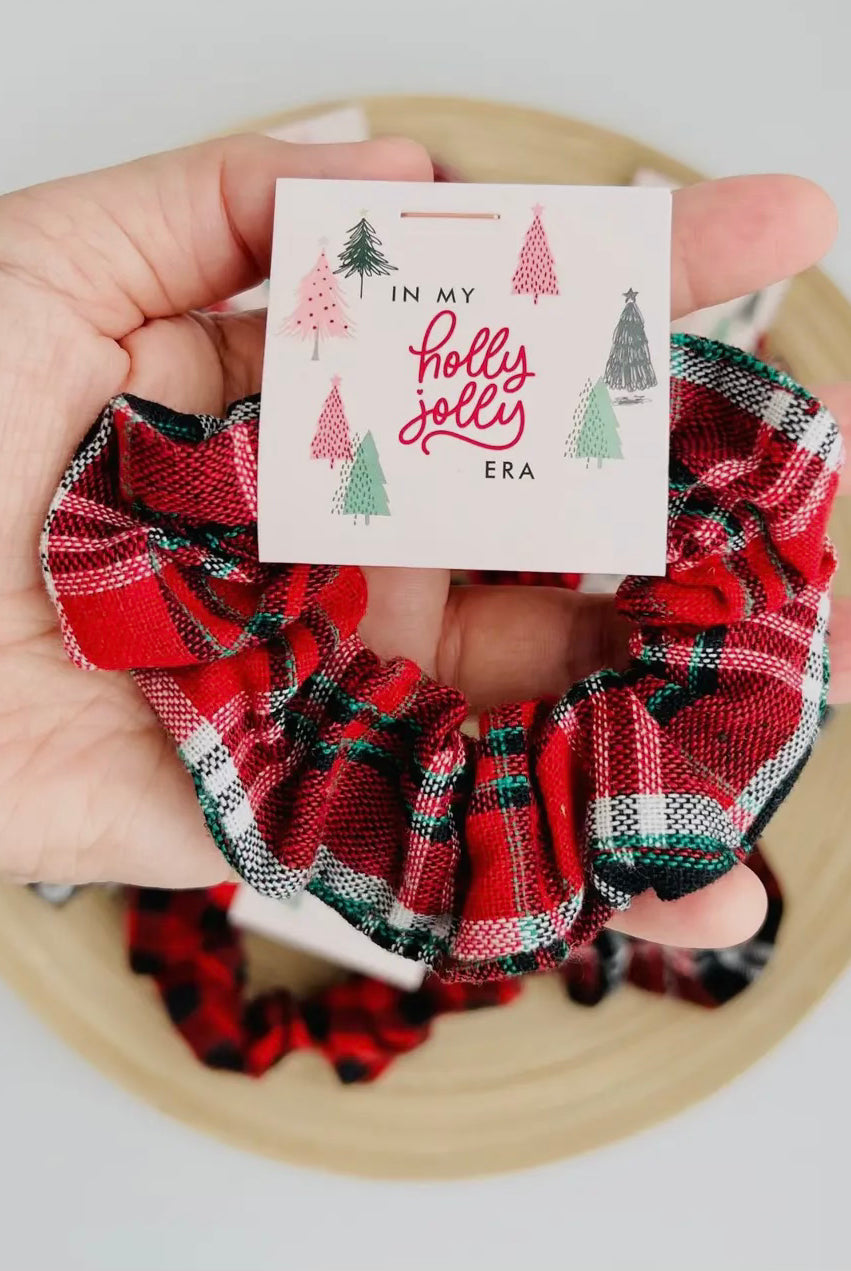 Holiday Jolly Era Spirit Plaid Scunchie-Hair Accessories-Anna Kaytes Boutique-Anna Kaytes Boutique, Women's Fashion Boutique in Grinnell, Iowa