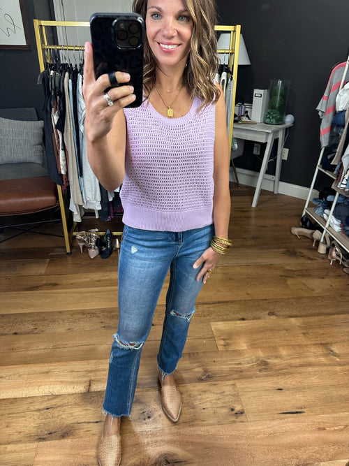 Not So Easy Crochet Detail Tank - Lilac-Skies Are Blue 45179-Anna Kaytes Boutique, Women's Fashion Boutique in Grinnell, Iowa