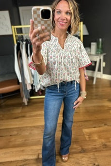 Moving Through Patterned Top - Coral-Entro-Anna Kaytes Boutique, Women's Fashion Boutique in Grinnell, Iowa