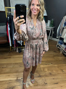Better Than Real Floral Smock Detail Dress - Mauve/Grey-Dresses-Entro D21673-Anna Kaytes Boutique, Women's Fashion Boutique in Grinnell, Iowa