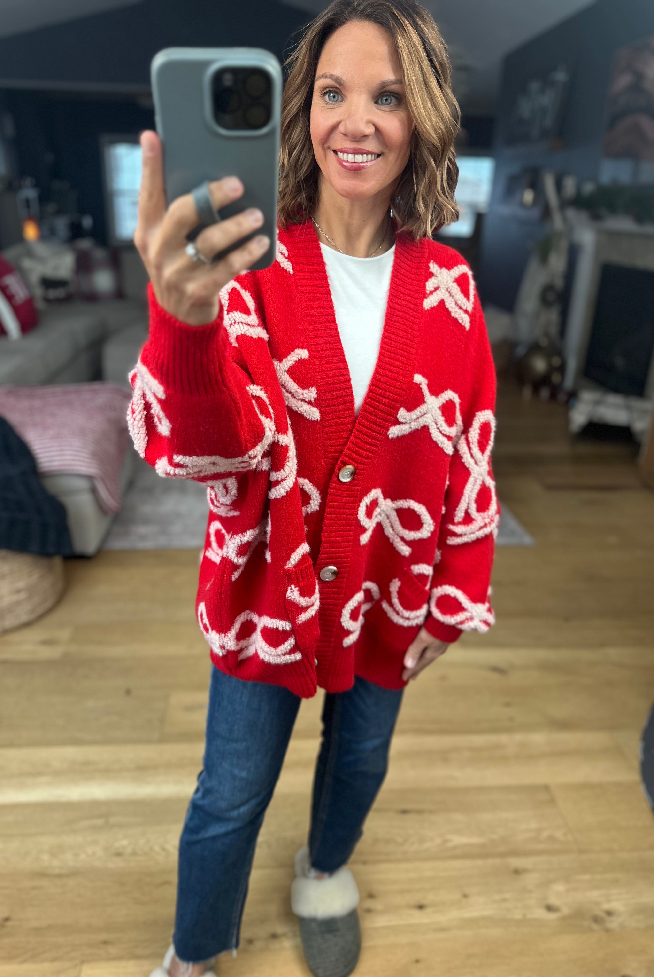 Tied With Love Bow-Detail Cardigan-Sweaters-Bucketlist-Anna Kaytes Boutique, Women's Fashion Boutique in Grinnell, Iowa