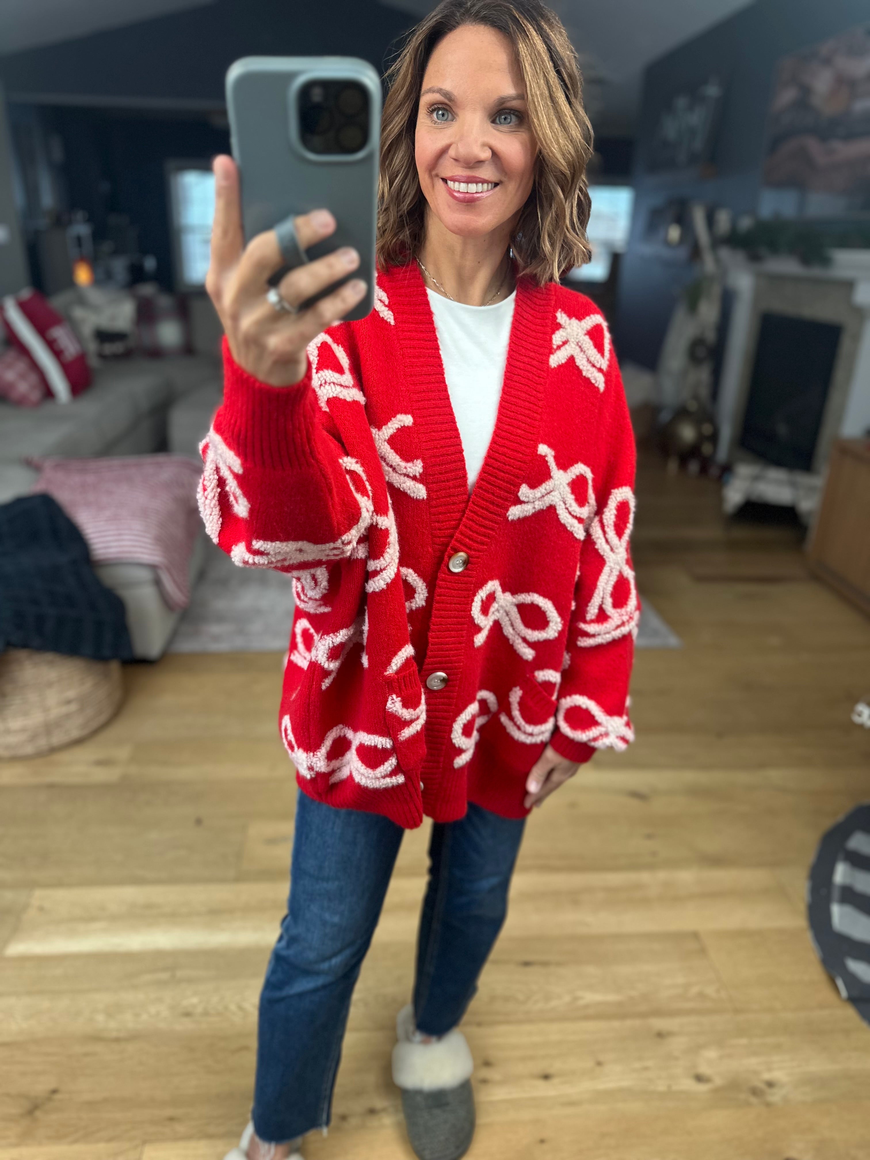 Tied With Love Bow-Detail Cardigan-Sweaters-Bucketlist-Anna Kaytes Boutique, Women's Fashion Boutique in Grinnell, Iowa