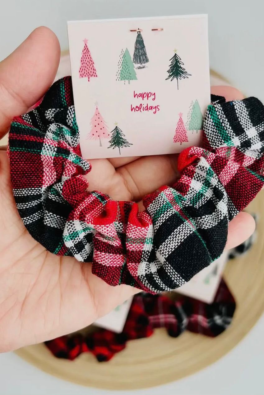 Holiday Jolly Era Spirit Plaid Scunchie-Hair Accessories-Anna Kaytes Boutique-Anna Kaytes Boutique, Women's Fashion Boutique in Grinnell, Iowa