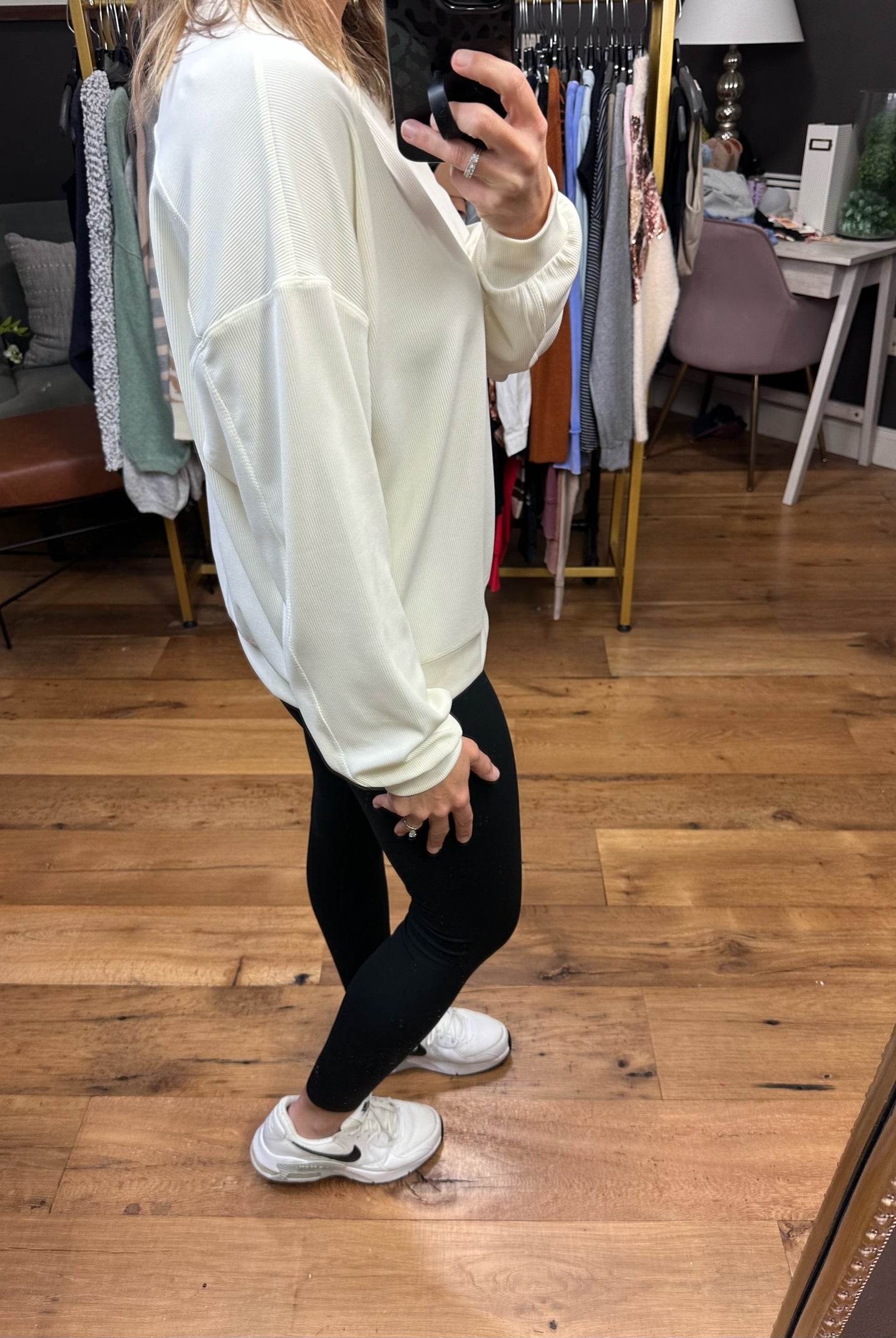Only The Best Cropped Ribbed Crew Sweatshirt - Bone-Sweaters-Wishlist-Anna Kaytes Boutique, Women's Fashion Boutique in Grinnell, Iowa