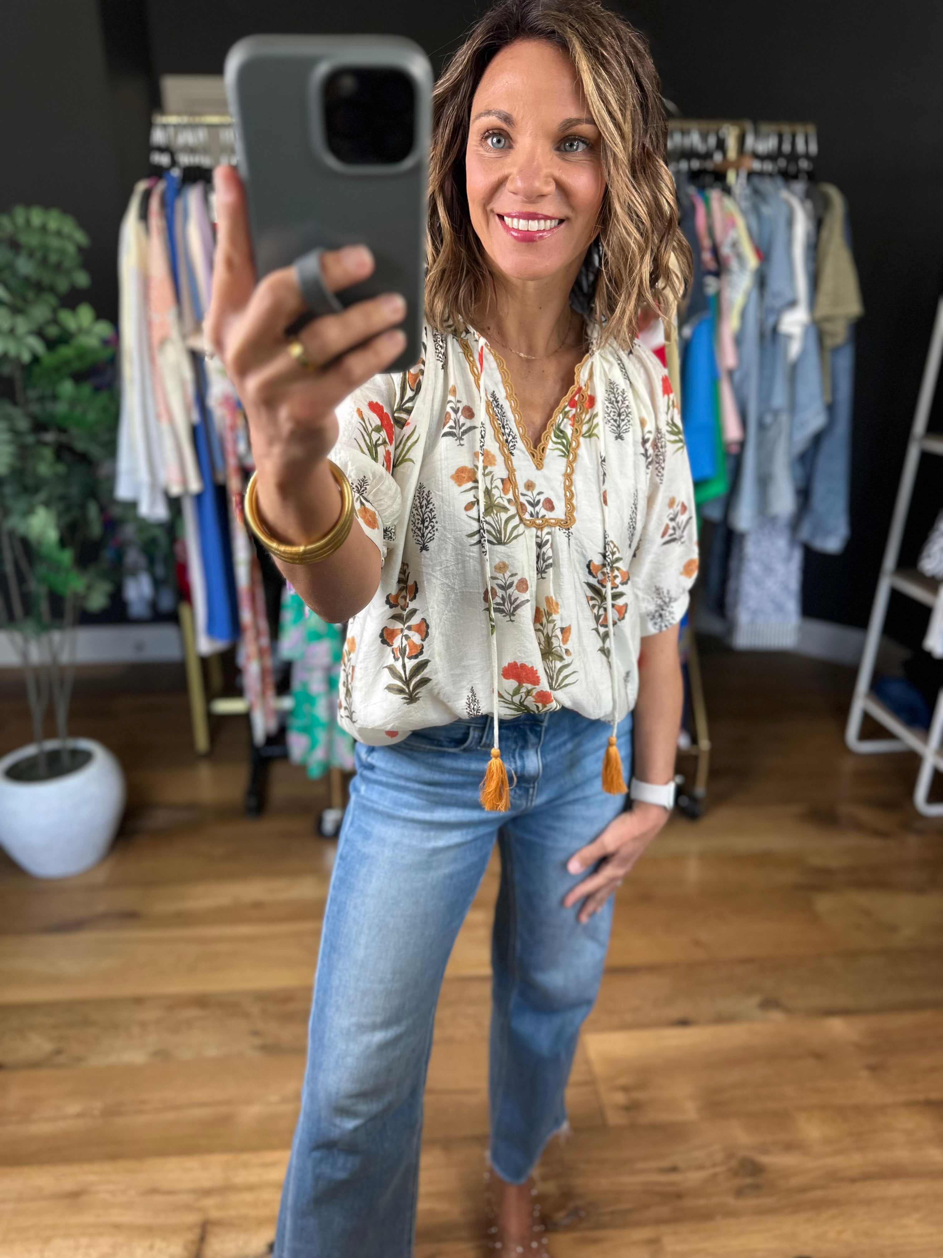 Petal & Grace Floral Top-Short Sleeves-Umgee-Anna Kaytes Boutique, Women's Fashion Boutique in Grinnell, Iowa