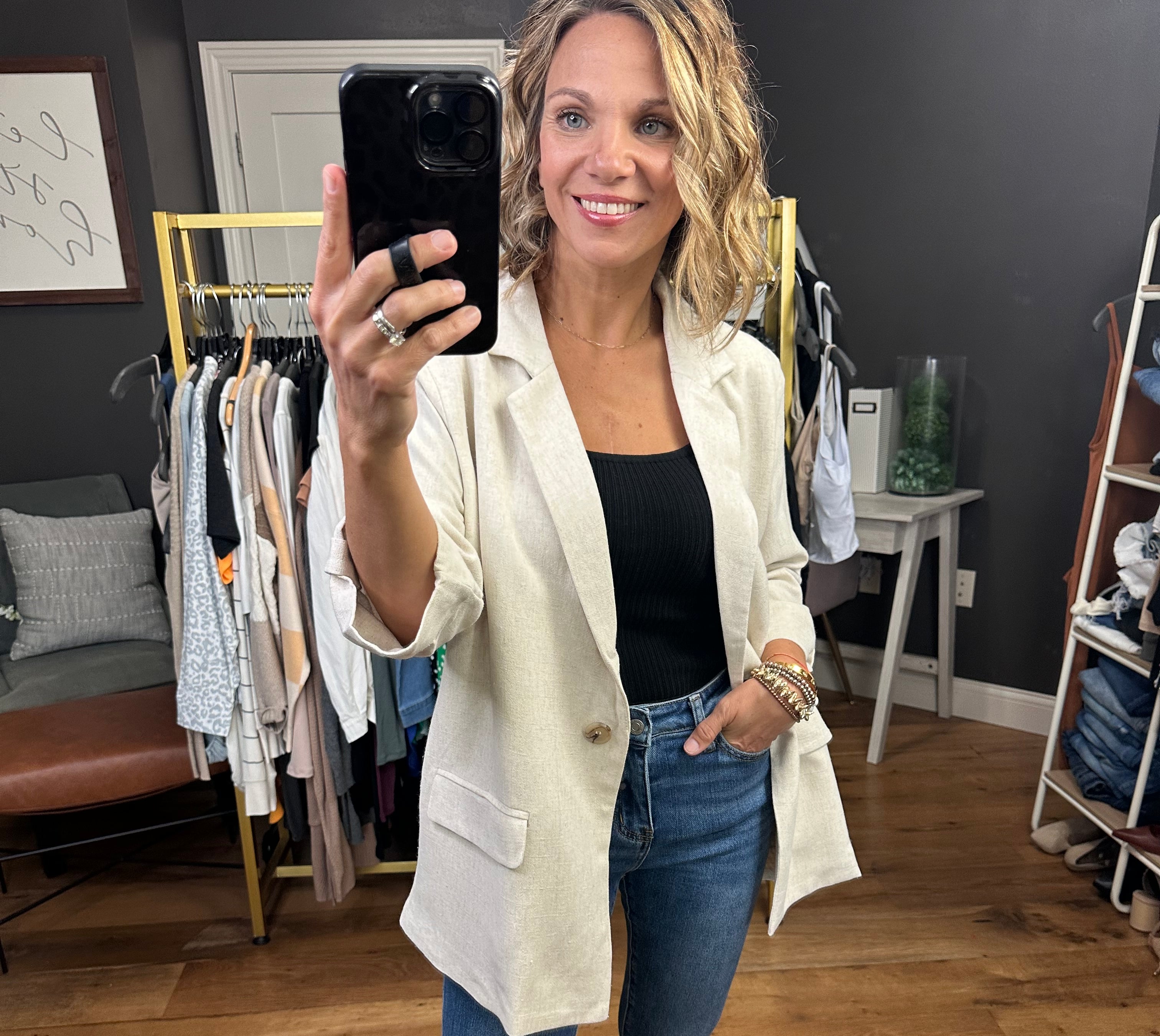 First Directions Linen Boyfriend Fit Blazer - Multiple Options-Blazers-Allie Rose-Anna Kaytes Boutique, Women's Fashion Boutique in Grinnell, Iowa