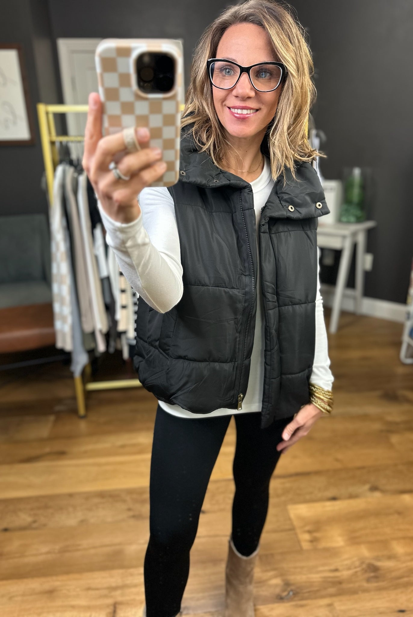 The Gabby Puffer Vest - Black-Blu Pepper-Anna Kaytes Boutique, Women's Fashion Boutique in Grinnell, Iowa