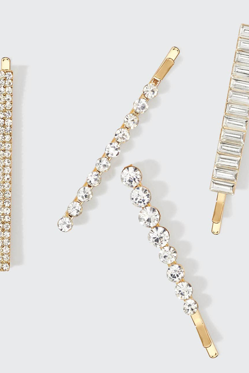 Metal Rhinestone Assorted Bobby Pins 4pc Set - Gold-KITSCH-Anna Kaytes Boutique, Women's Fashion Boutique in Grinnell, Iowa