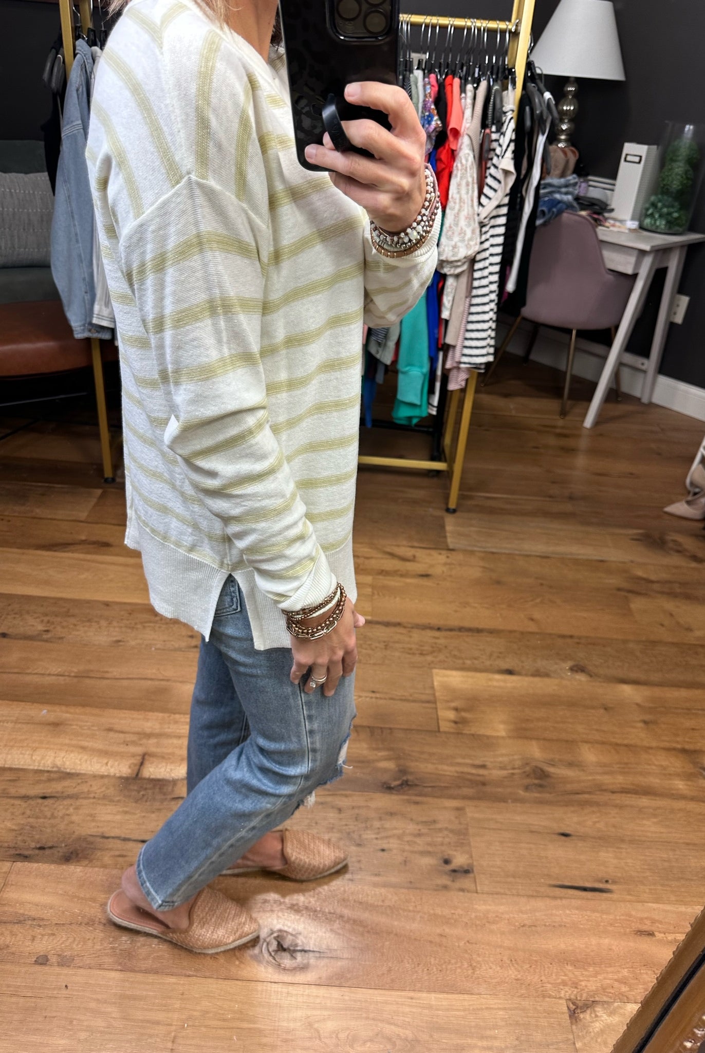 On The Verge Lightweight Striped Sweater - Sage-Sweaters-Be Cool 64039-Anna Kaytes Boutique, Women's Fashion Boutique in Grinnell, Iowa