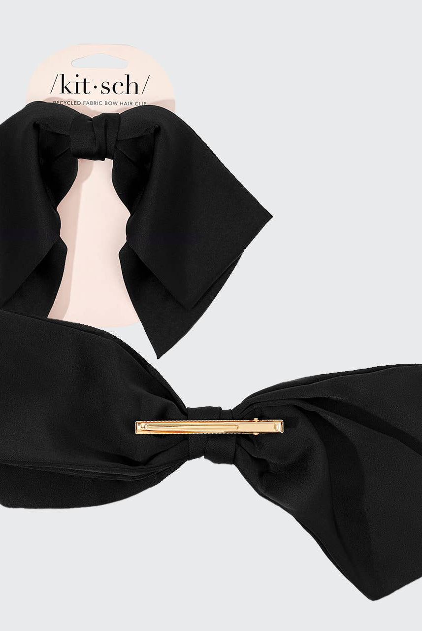 Recycled Fabric Bow Hair Clip 1pc- Black-KITSCH-Anna Kaytes Boutique, Women's Fashion Boutique in Grinnell, Iowa